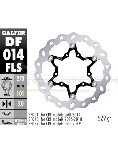 DISC WAVE FLOATING OVERSIZE (C  STEEL) 270X3MM HONDA CR-CRF -2014 (FRONT)