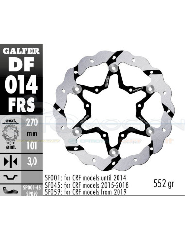 DISC WAVE FLOATING OVERSIZE GROOVED (C  STEEL) 270 HONDA CR-CRF -2014 (FRONT)