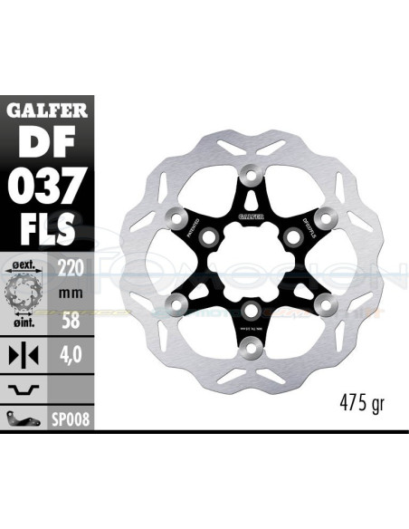 DISC WAVE FLOATING OVERSIZE (C  STEEL) 220X4MM SYM SCOOTER (FRONT)