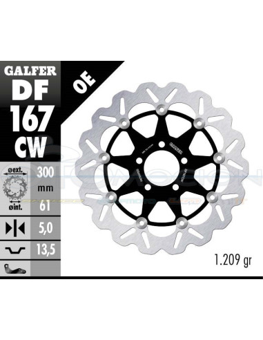 DISC WAVE FLOATING COMPLETE (C  ALU ) 300X5MM KAWA ZZR600-ZEPHYR 750 (FRONT)