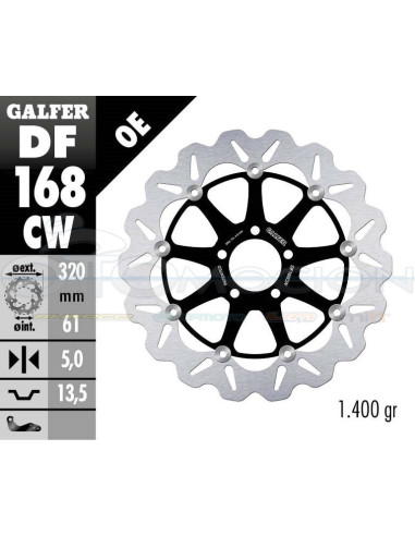 DISC WAVE FLOATING COMPLETE (C  ALU ) 320X5MM KAWASAKI ZXR750-ZX9R (FRONT)