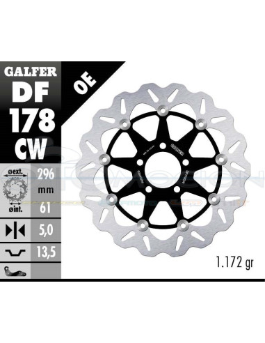 DISC WAVE FLOATING COMPLETE (C  ALU ) 296X5MM KAWA ZX6R 98-99 (FRONT)