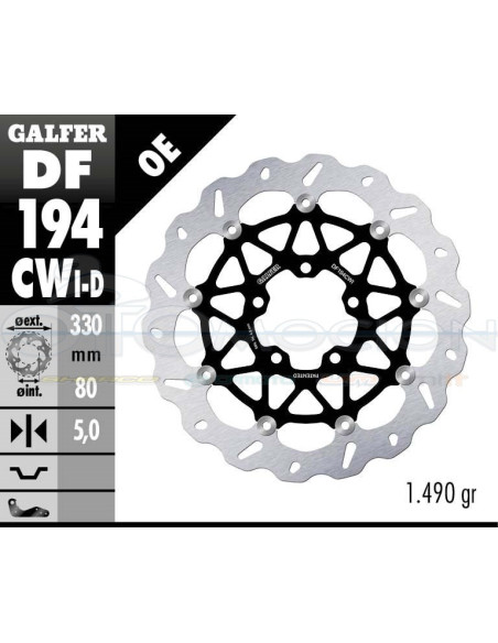 DISC WAVE FLOATING COMPLETE LEFT (C  ALU ) 330X5MM KAWASAKI ZX-10R (2016) FRONT