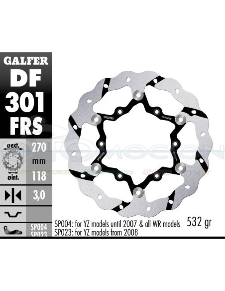 DISC WAVE FLOATING OVERSIZE GROOVED (C  STEEL) 270 YAMAHA YZ - YZF -2015 (FRONT)