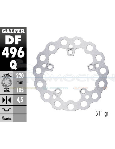 DISC CUBIQ FIXED 220X4 5MM YAMAHA R-6 - R-1 (REAR)