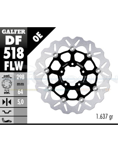 DISC WAVE FLOATING (C  STEEL) 298X5MM INDIAN SCOUT 2015 (FRONT)