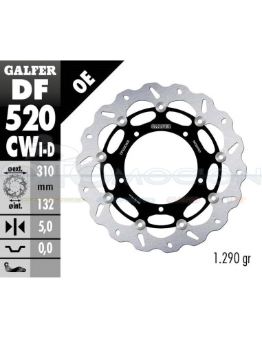 DISC WAVE FLOATING COMPLETE RIGHT (C  ALU ) 310X5M YAMAHA R1 (07) (FRONT)