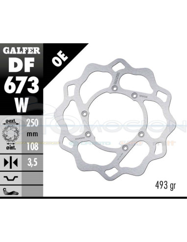 DISC WAVE FIXED 250X3,5MM DF HM 50