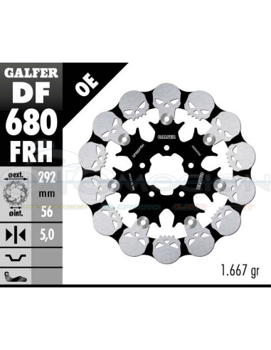 DISC WAVE SKULL DESIGN FLOATING (C  STEEL) 292X5MM HARLEY DAVIDSON (01  