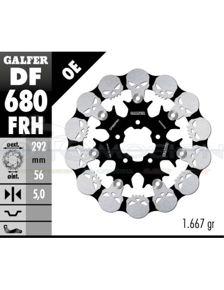 DISC WAVE SKULL DESIGN FLOATING (C  STEEL) 292X5MM HARLEY DAVIDSON (01  