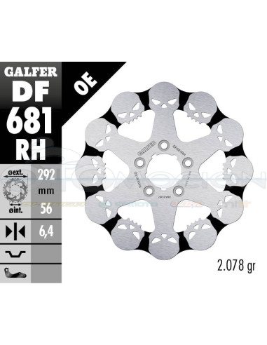 DISC WAVE SKULL DESIGN FIXED 292X6 4MM HARLEY DAVIDSON