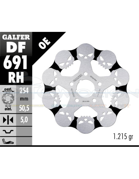 DISC WAVE SKULL DESIGN FIXED 254X5MM HARLEY DAVIDSON STORZ