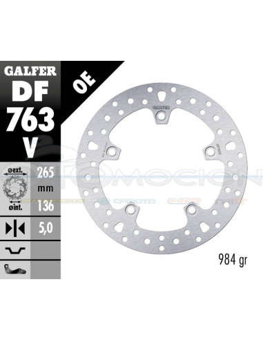 ROUND DISC FIXED 265X5MM BMW K1200R (05) (REAR)