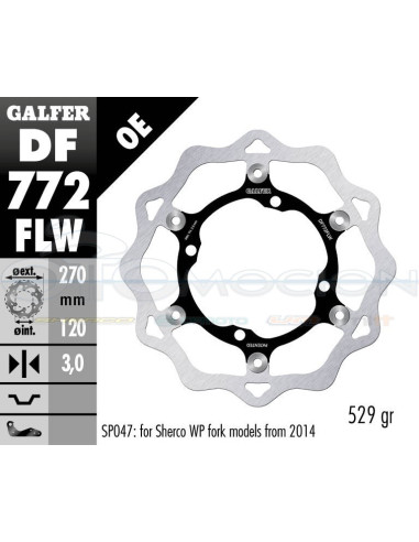 DISC WAVE FLOATING (C  STEEL) 270X3MM SHERCO FORK SACHS (FRONT)