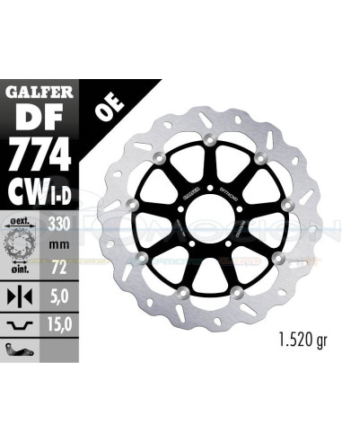 DISC WAVE FLOATING COMPLETE RIGHT (C  ALU ) 330X5M DUCATI 1098-S 07 (FRONT)