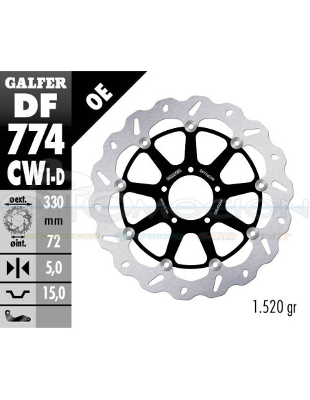 DISC WAVE FLOATING COMPLETE LEFT (C  ALU ) 330X5MM DUCATI 1098-S 07 (FRONT)