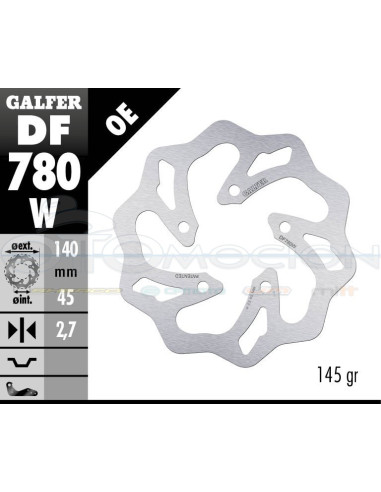 DISC WAVE FIXED 140X2,7MM KTM SX 50 (REAR)