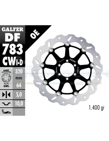 DISC WAVE FLOATING COMPLETE LEFT (C  ALU ) 320X5MM KTM RC-8 (08) (FRONT)