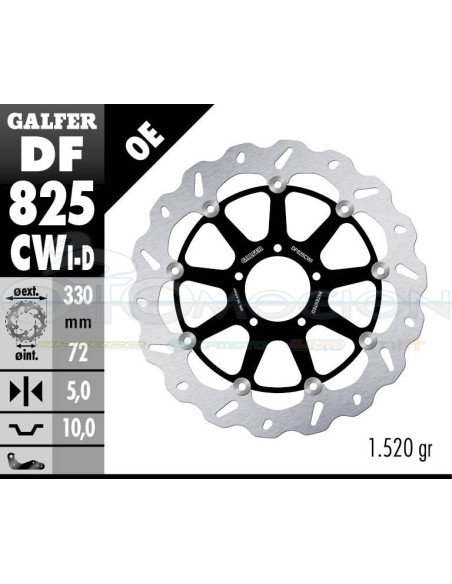 DISC WAVE FLOATING COMPLETE RIGHT (C  ALU ) 330X5M DUCATI MONSTER 1200 S (FRONT)