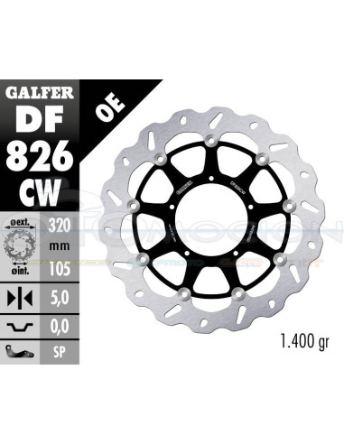 DISC WAVE FLOATING COMPLETE (C  ALU ) 320X5MM APRILIA SXV 450 (06) (FRONT)