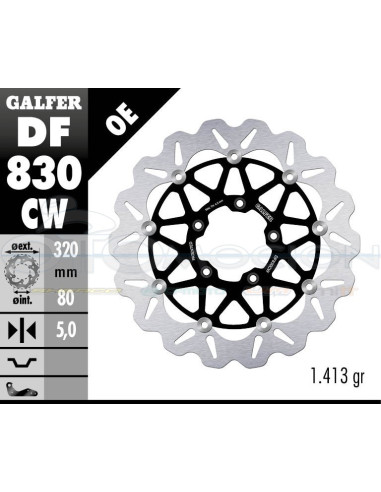 DISC WAVE FLOATING COMPLETE (C  ALU ) 320X5MM MV AUGUSTA BRUTALE - F-3 - RIVALE (FRONT)