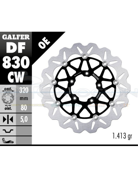 DISC WAVE FLOATING COMPLETE (C  ALU ) 320X5MM MV AUGUSTA BRUTALE - F-3 - RIVALE (FRONT)