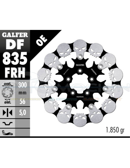 DISC WAVE SKULL DESIGN FLOATING (C  STEEL) 300X5MM HARLEY DAVIDSON