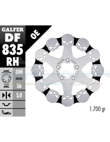 DISC WAVE SKULL DESIGN FIXED 300X5MM HARLEY DAVIDSON