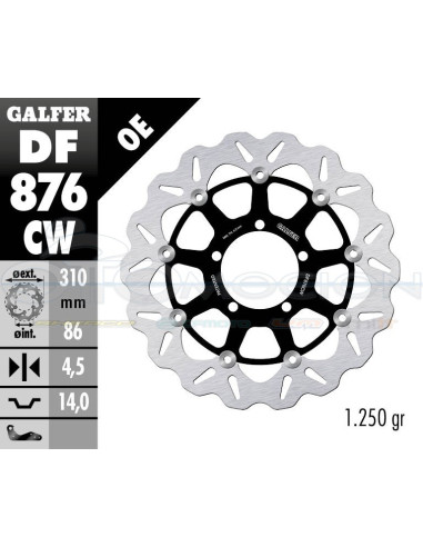 DISC WAVE FLOATING COMPLETE (C  ALU ) 310X4,5MM TRIUMPH DAYTONA TRIPLE 675 (06) (FRONT)