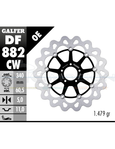 DISC WAVE FLOATING COMPLETE (C  ALU ) 340X5MM BUELL SPECIAL M2 (FRONT)