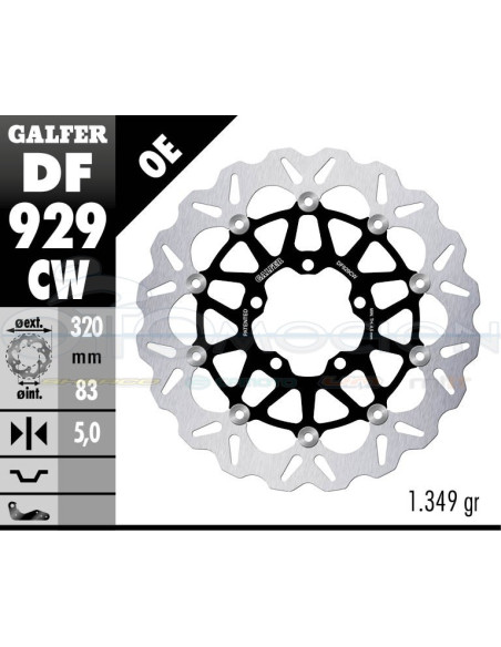 DISC WAVE FLOATING COMPLETE (C  ALU ) 320X5MM TRIUMPH ROCKET 2500 - 900 TIGER - SPEED TRIP