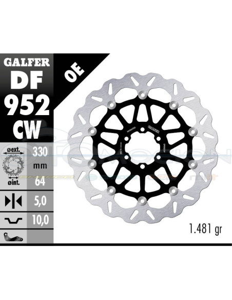 DISC WAVE FLOATING COMPLETE (C  ALU ) 330X5MM APRILIA RSV4 1000 (2017-) FRONT