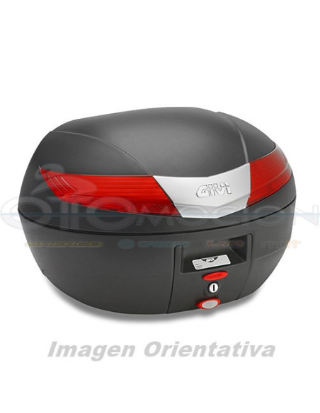 MALETA MK 40 LTS  V40 NEGRO BASE-N  C-CATADIOPTRICO ROJO